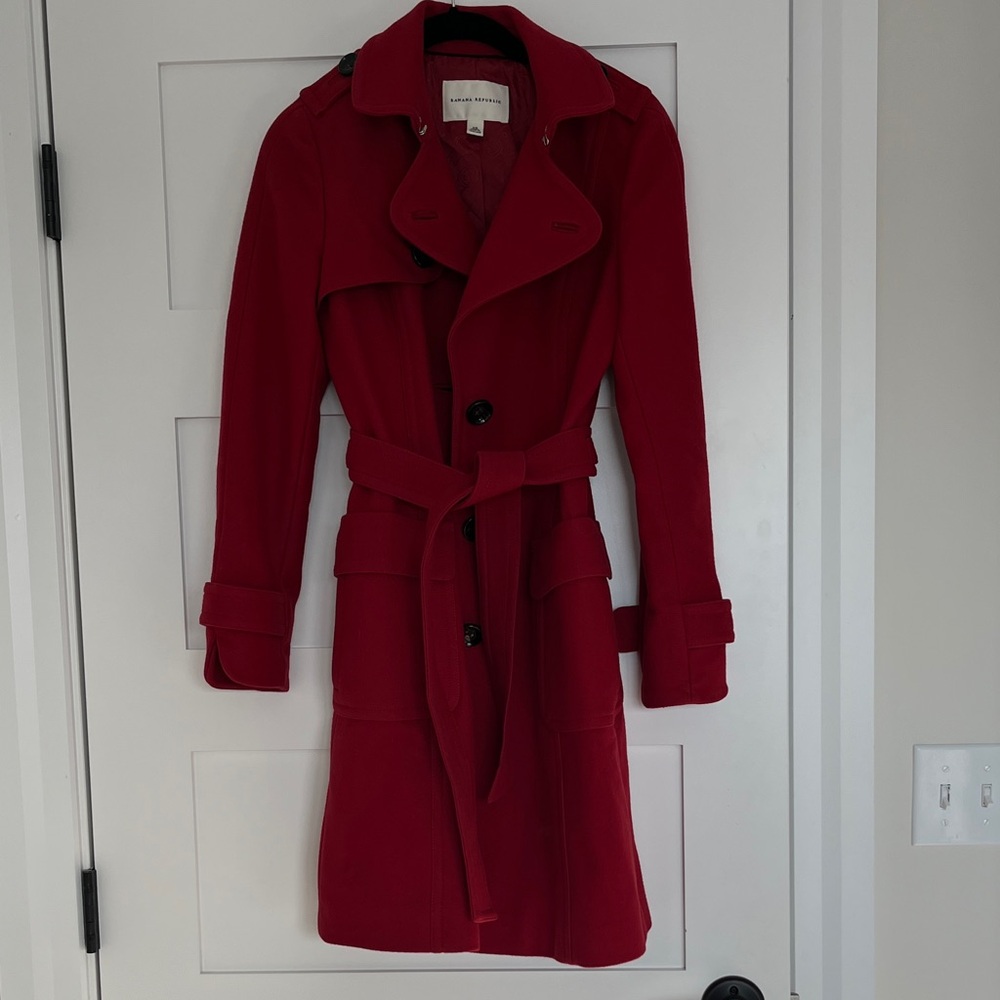 Women's Banana Republic Red Wool Blend Coat